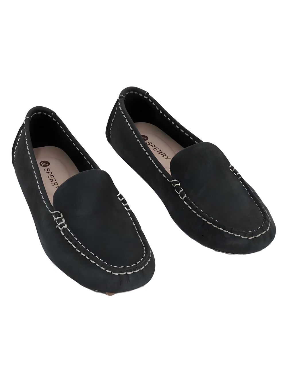 Sperry Port Driver Black Leather Driving Loafers Size 5M